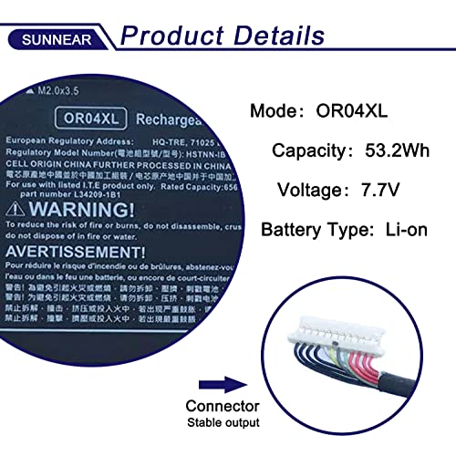 Image of OR04XL HSTNN-IB8U Laptop Battery Compatible with HP EliteBook x360 830 G5 G6 Series Notebook HSTNN-DB9C L34449-002 L34449-005 L34209-1B1 L34209-2B1 7.7V 53.2Wh 6562mAh