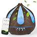 Produktbild Aroma Diffuser, 500ML Öle Aromatherapie Diffuser 14 LED-Leuchten 7 Farben, 4 Timer Wenig Lärm Automatische Abschaltung Ultraschall-Luftbefeuchter mit Fernbedienung, für Schlafzimmer, Büro (Walnus)