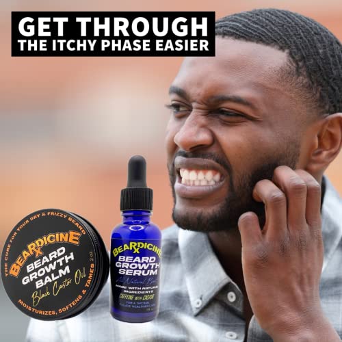 Beardicine Beard Oil And Balm - Men's Beard Growth Grooming Kit With All-Natural Beard Growth Serum Oil And Leave In Beard Balm Conditioner - Enriched With Caffeine And Castor Oil #TOP4