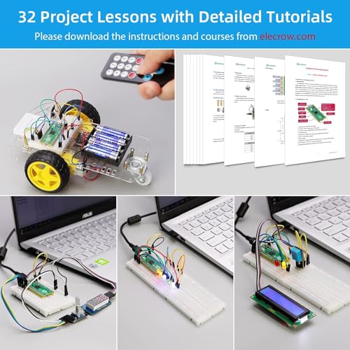 Image of REES52 Kits for Raspberry Pi Pico, Sensor Advanced Kit for Programming, Pi Pico Micropython 32 Projects Lessons and 32 Modules with for Programmer