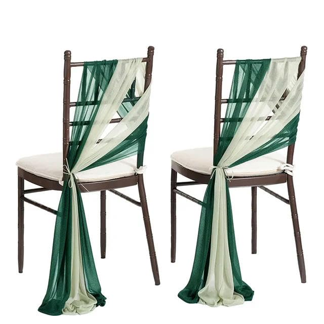 Generisch 48 Stück (24er-Set) 20 x 250 cm Stuhlschärpen für Hochzeiten, Chiffon-Stuhlhussen für Hochzeitsdekorationen, Partys, Chiffon, vertikale Stuhlvorhänge