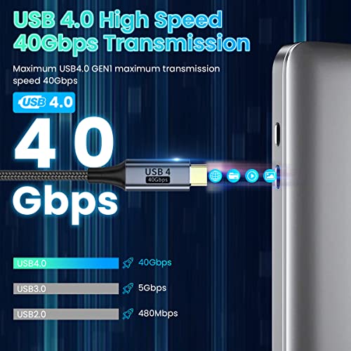 Image of ZORBES Type C to Type C Cable, 5A 100W Thunderbolt 4 Cable Support 40Gbps Data Transfer, 8K Display, 1.65Ft C to C Type Cable Fast Charging with E-Marker Chip for MacBook Pro /Air /iPad /Galaxys20