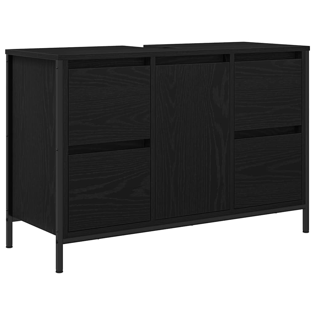 vidaXL Zestaw mebli łazienkowych z szufladą z półką 2 pcs Czarny dąb, Nowoczesny zestaw mebli łazienkowych, dużo miejsca, prostokątna szafka, stylowa z szufladami, trwała konstrukcja