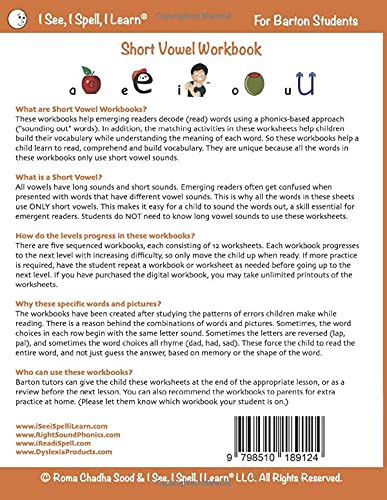 Short Vowel Workbook 3 - For Barton Students: I See, I Spell, I Learn(r) - Reading & Spelling Program (5 Short Vowel Workbooks for Barton Students) - Image 2