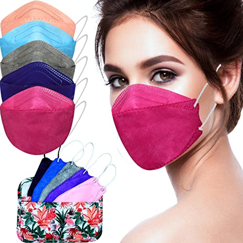 Mascarilla FFP2 Colores, Pack de 10x Mascarillas FFP2 NR de Colores Homologadas 5 Capas Forma 3D Tipo Pez + Mask Case Color Aleatorio