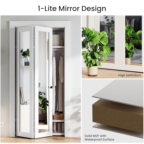 Image of Bifold Doors 36 x 80, Bifold Mirror Closet Doors with Hardware Kit