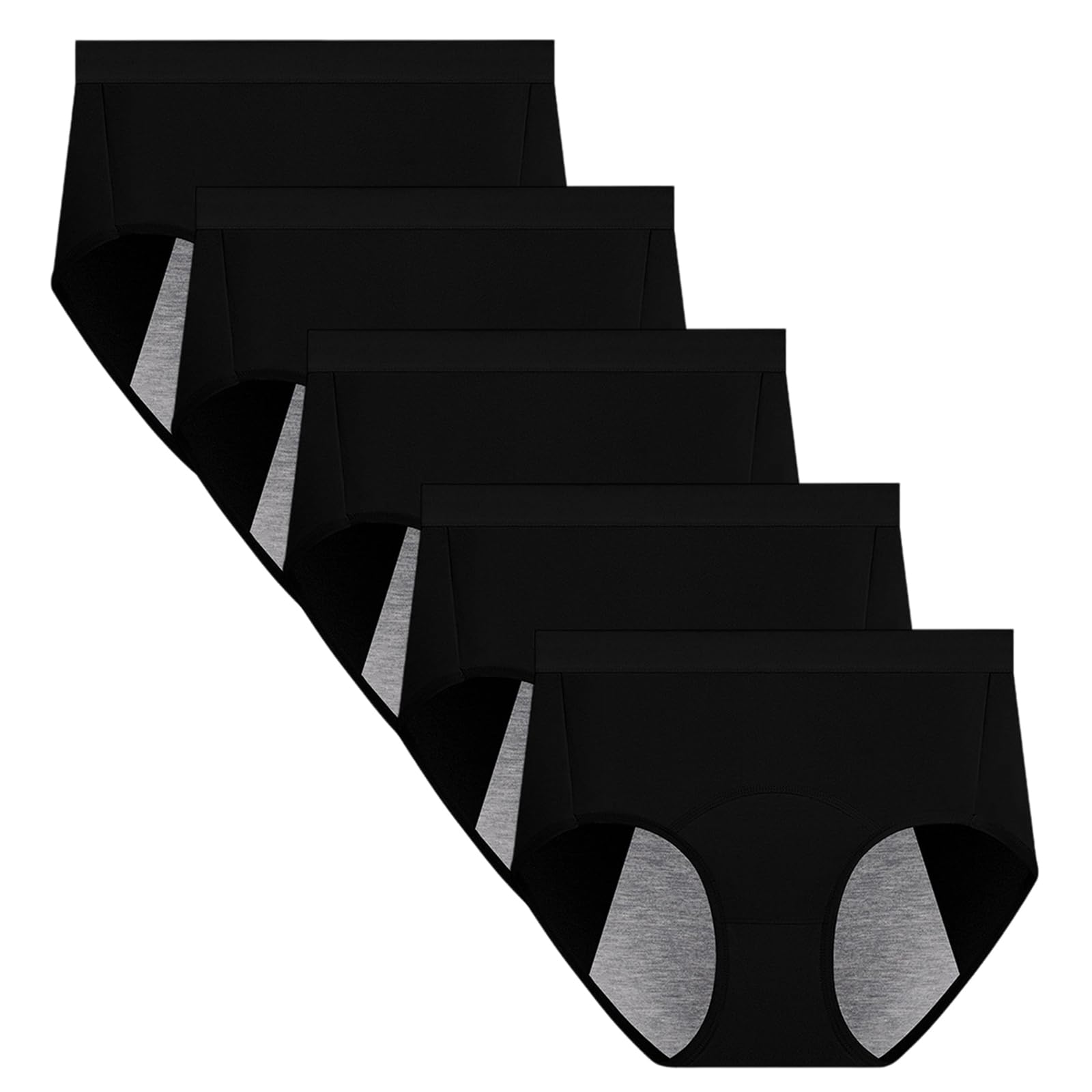 Women's Menstrual Period Panties Cotton Leakproof Underwear Protection Breathable briefs 5 Pack（Use with Pad or Tampon）