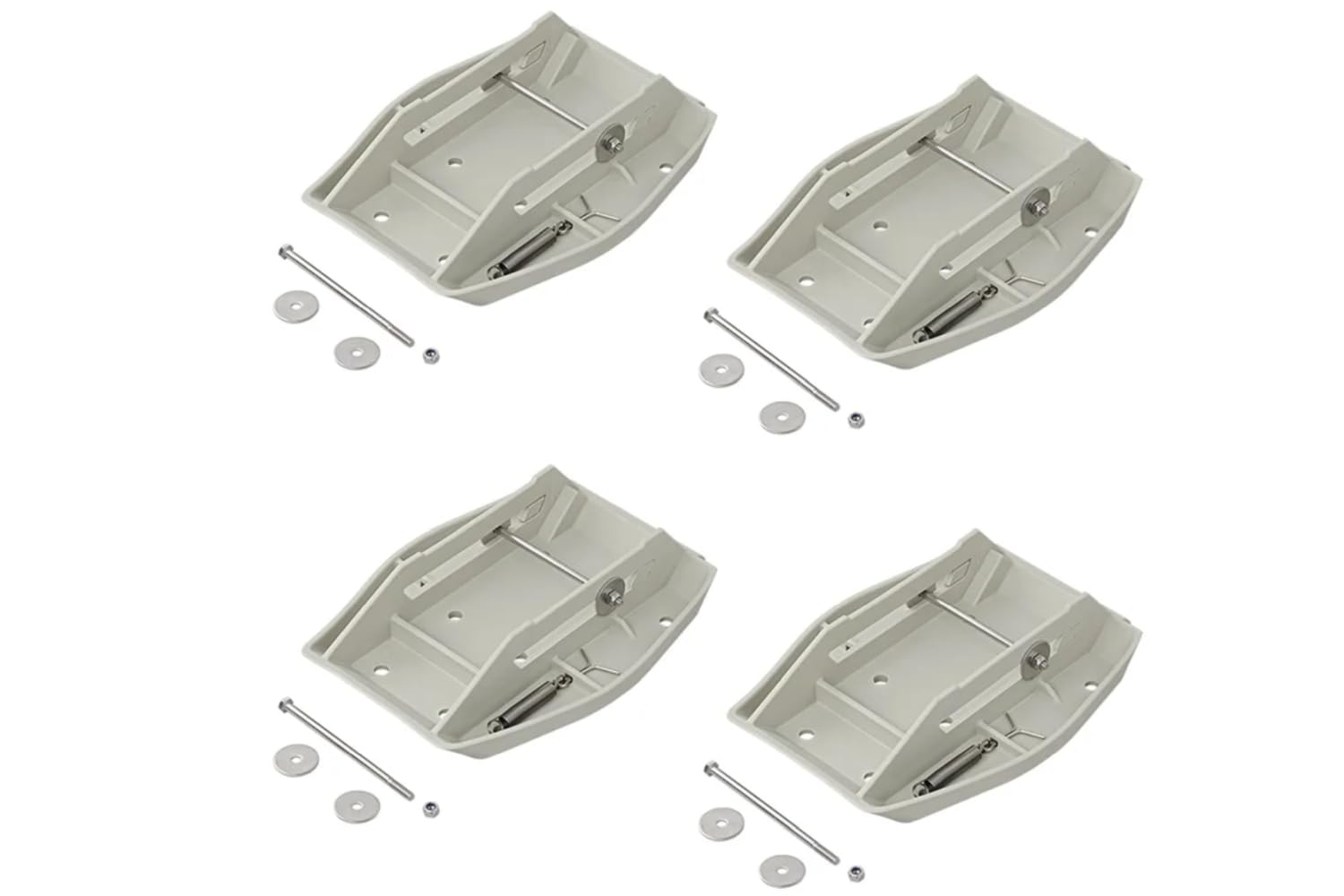 4 STK Stützplatte Wohnwagen Hubstützen Kunststoff grau 27,5 x 20,5 cm | Kompatibel mit AL-KO Ausdrehstützen und Eckstützen, mit Feder, Metallstift und Arretierbolzen