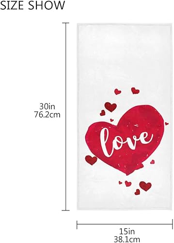Miniatura 3 de Happy Valentines Day Red Love Heart Toalla de baño de mano para el día de San Valentín cocina baño grifo de baño toalla con punta de dedo Be Mine