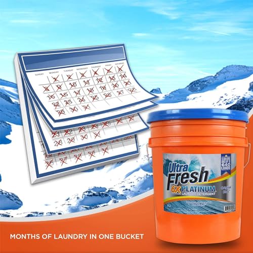 Image of Ultra Fresh 6X Platinum 5 Gallon Liquid Laundry Detergent, Concentrated Laundry Soap with Deep Cleaning Power for Washing Machine, Original Blue