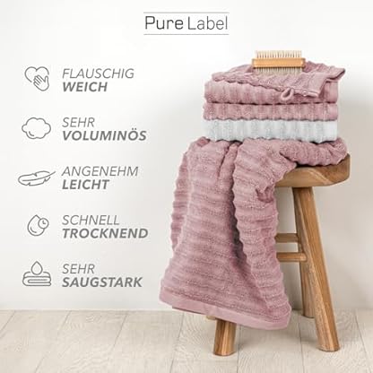 Pure Label Waschlappen - 10er-Pack 16x21cm aus 100% Baumwolle - saugstark, schnelltrockend & weich - Waschhandschuh mit Anhängeschlaufe - Oeko-TEX Zertifiziert - Mauve – Bild 6