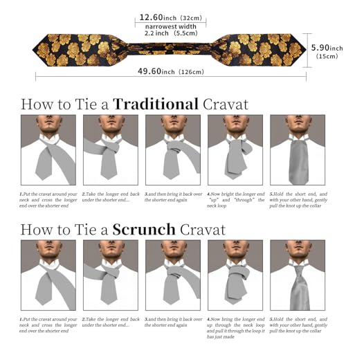 Image of DiBanGu 3PCS Ascot Ties for Men Wedding Jacquard Woven Silk Ascot Cravat for Men Cravat Tie and Pocket Square Set