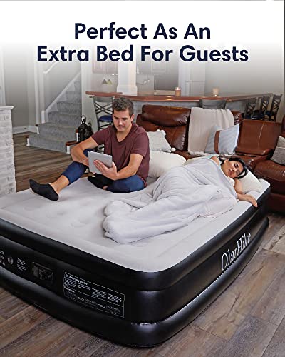 Olarhike Inflatable Queen Air Mattress With Built In Pump,18"Elevated Durable Air Mattresses For Camping,Home&Guests,Fast&Easy Inflation/Deflation Airbed,Black Double Blow Up Bed,Travel Cushion,Indoor #TOP4