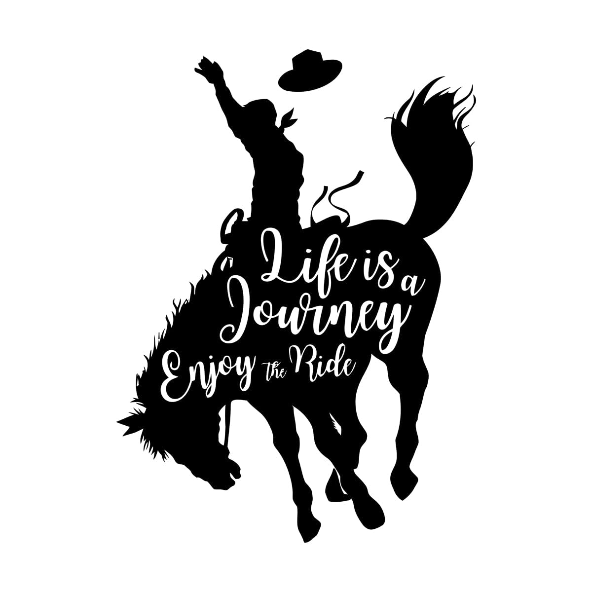 Wall Stickers Cowboy On Horse Phrase Journey Enjoy The Horse 54x74.4cm Multi Color Selection Large Black — image 1