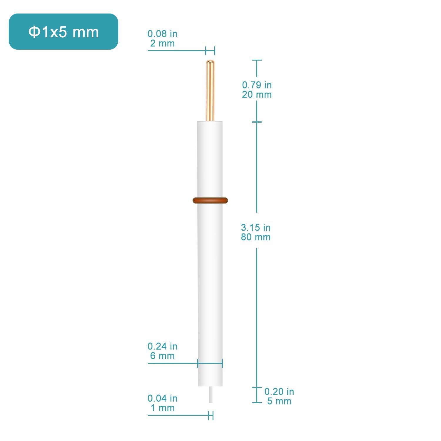 stonylab Platin-Säulenelektrode, 1x5 mm, 99,99% Reinheit, GDMS-getestet für Elektrochemie