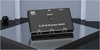 ALAIAS Mini Video Mixer, Pro Switcher, Switch 3 Port DP 1.4 Switcher Box Bi-Direction 1X3 Or 3x1 32.4Gbps 8K@60Hz 4K@144Hz HDR For Display Port PC Monitor with Wide Compatibility, Easy to Set Up