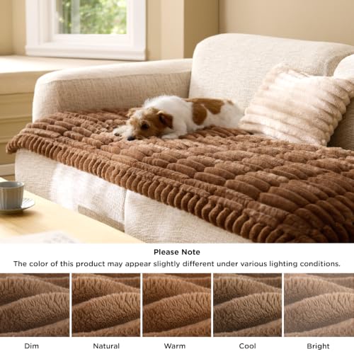 Bedsure Comfyfleece® Sofa Cover, Couch Covers for Dogs, 27.6 x 82.7 Brown - image 9