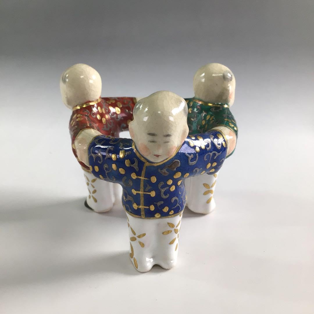 Amazon.co.jp: R696 蓋置 『竹田寿香造』『金彩色絵』『三閑人蓋置  