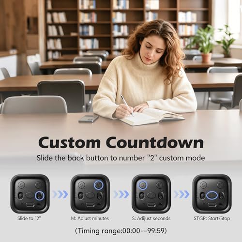 Image of Pomodoro Timer Cube, Productivity Visual Timer Flip, 5 /10 /30 /60 Min Preset Custom Countdown, ADHD Tool Rotating Countdown Stopwatch, Vibrate /High /Low Volume, for Study, Work, Game, Kitchen-Black