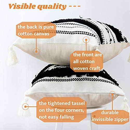 Blue Page SQ1084-BLACK-2PACK Morocco Boho Decorative Stripes Pillow Covers 18X18 thumb #5