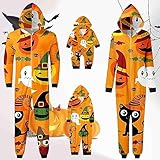 Halloween-Familien-Pyjama Babys Happy Halloween Sets Printed Hooded Zipper Jumpsuit Family Outfit(Kinder,#019,8 Jahre alt)