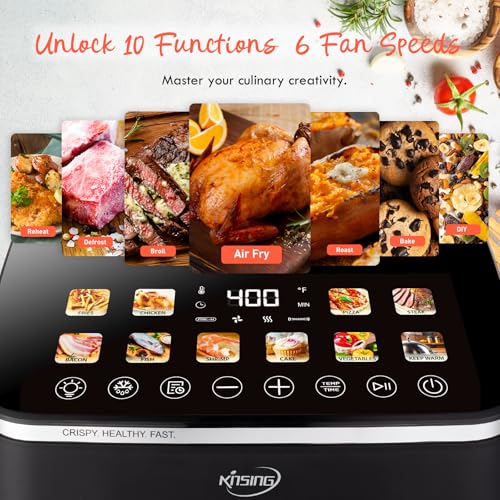 Image of 10.6 QT Oilless XL Large Air Fryer, 9 Presets & Keep Warm, Stainless Steel Inner Cavity, 400℉ Precise Temp Control, Shake Reminder, Square Non-Stick&Dishwasher Safe Basket,With Visible Window