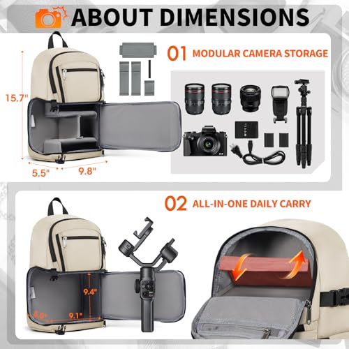 Bolso para Cámara DSLR y Mirrorless Beige miniatura 2