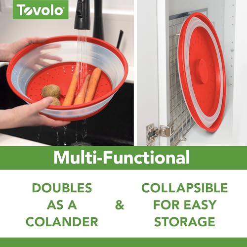 Image of Tovolo Microwave Splatter Cover for Food,Large (Candy Red Apple)-Collapsible&Vented Silicone Splatter Guard Lid-Microwave Plate&Dish Cover with Handle-BPA-Free Kitchen Gadget for Meal Prep (Pack of 6)