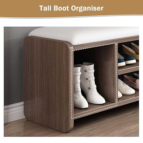 Meuble d'entrée avec assise en cuir PU pour ranger les chaussures sans encombrer