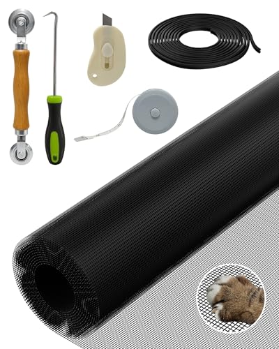 cocobeen Replacement Window Screen Door Repair Kit - 48x118 Durable Mesh Screen with Tools - DIY Window/Sliding Door/Porch Screens Replacement for Home RV & Patio