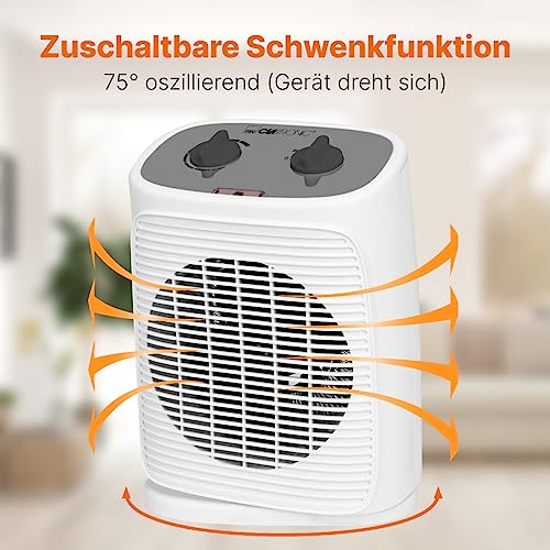 Clatronic® Heizlüfter inkl. Ventilatorfunktion | elektrische Heizung mit stufenlosem regelbarem Thermostat und 2 Heizstufen | Heizstrahler oszillierend | Heizgerät für Bad, Küche, Garage | HL 3800 – Bild 4