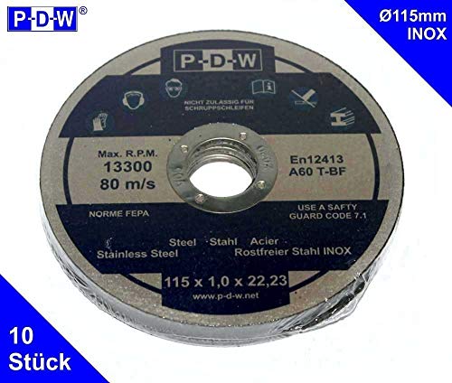 10 inox de corte Diámetro 115 mm ? 115 x 1,0 mm ? para amoladora angular ? Flex Discos