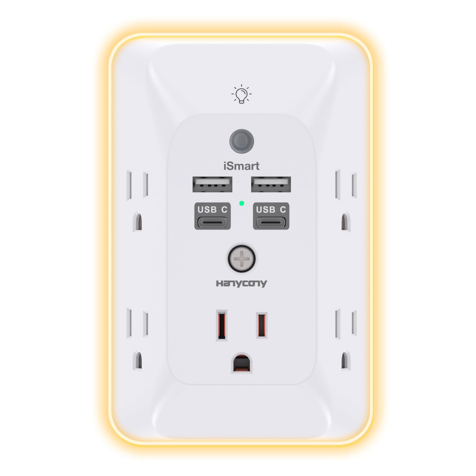 Multi Plug Outlet, Outlet Extender with 4 USB Ports (2 USB C) and Night Light, 1050J Surge Protector, Wall Mount, Outlet Splitter for Bathroom Kicthen Camper Dorm Room Essentials