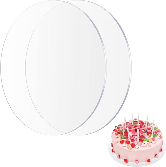 2Pcs Circle Clear Acrylic Sheets, 12 x 12 Inches Round Transparent Acrylic Panel Sheets Disc with Protective Film for Picture Frame, Display Projects, DIY Crafting, Table Signs, Painting