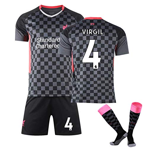LCHENX-Conjunto de 3 Piezas de Camiseta de Fútbol para Hombre Liverpool # 4 Virgil Van Dijk Fanáticos de Fútbol Ropa de Entrenamiento Deportivo,Negro,10~11Years