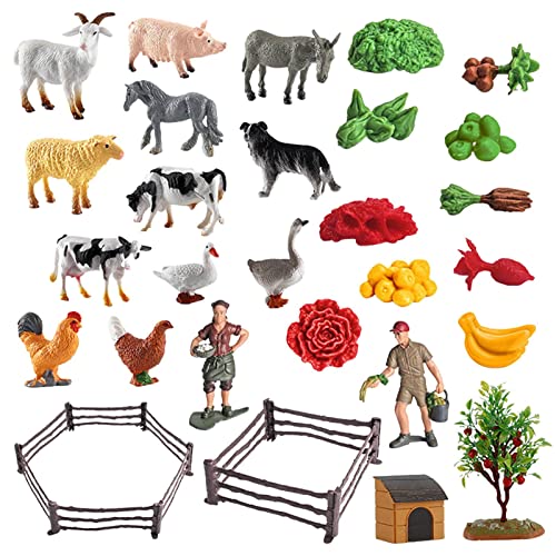 36 Stück Realistische Bauernhof Tierfiguren Miniatur Bauernhof Tier Spielzeug Spielset Pädagogisches Lernspielzeug für… – Bild 3