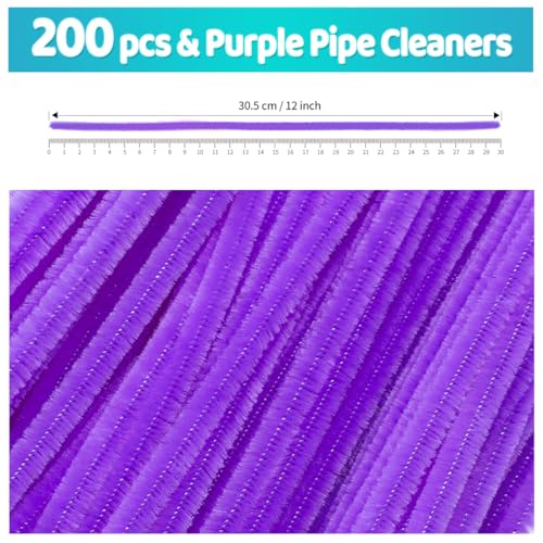 Image of IOOLEEM 200pcs Purple Pipe Cleaners for Crafts