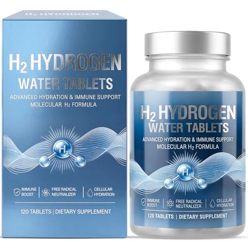 Comprimidos efervescentes de agua con hidrógeno | Alta concentración de H2 hidrógeno molecular para apoyo antioxidante y bienestar celular | 120 comprimidos, no transgénicos, veganos