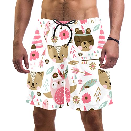 Maillots de bain pour hommes fleurs roses animaux short de plage léger