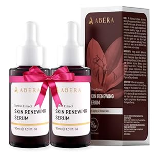 ABERA Skin Renewing Serum for Face, Melasma Treatment, Anti-Aging Serum for Fine Lines & Wrinkles, High Potency Saffron Extract, Hydrating Serum, Dark Spot Remover (2 BOXES)