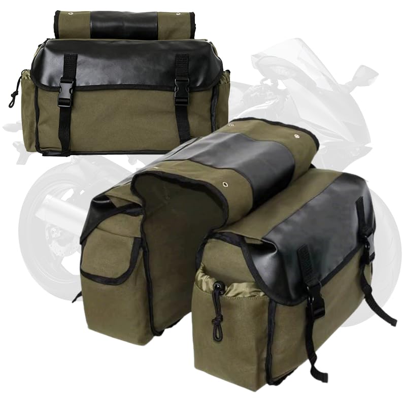 Bolsa De Tanque Para Moto Alforge Universal Impermeável Bolsa Lateral Forrada Resistente Espaçosa Para Viagem E Ferramentas(Verde)