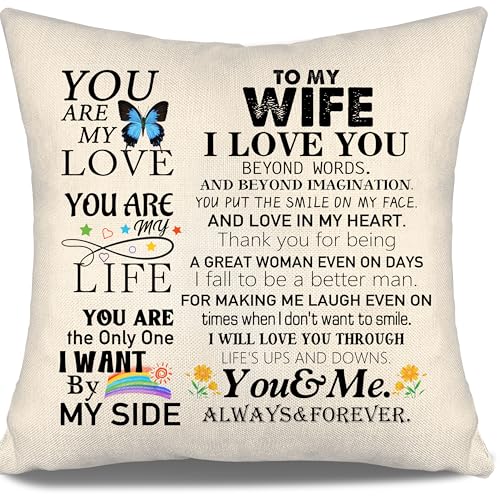 Aosumin to My Wife You are My Love Throw Pillow Cover Romantic Present for Her Birthday Gift Valentine's Day (Wife)