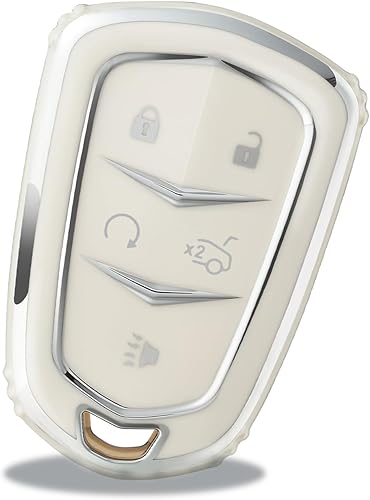 Vista 26 de OFFWEGO - Funda para llavero Cadillac, para Cadillac Escalade CTS SRX CT4 CT5 CT6 XTS XT4 XT5 XT6 ATSL SLS STS Funda para llavero inteligente