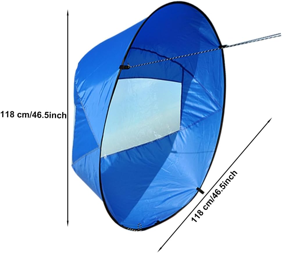 Kayak Wind Sail, Portable Foldable Durable Wind Sail with Transparent Window for Kayak Canoes (Blue)