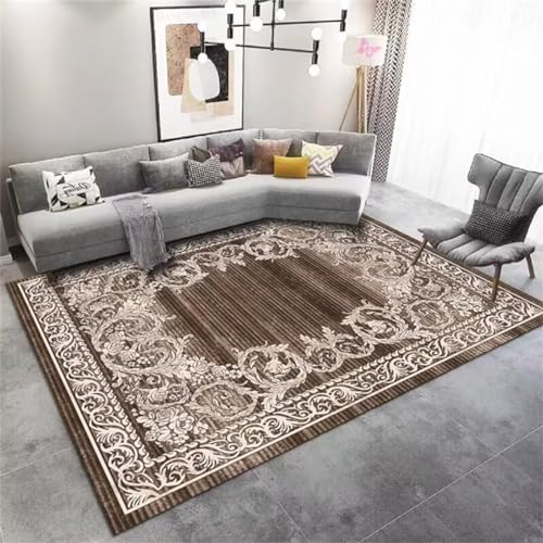 Alfombra estampada marrón de cuadros para habitación juvenil e infantil grande de 120x180cm 2