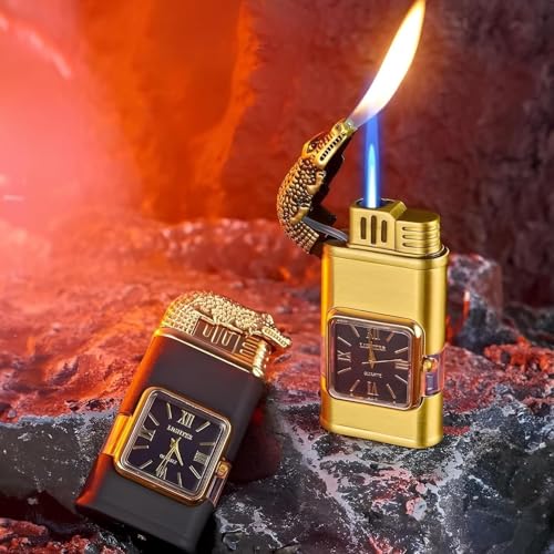 Encendedor antorcha con llama doble y diseño dragón miniatura 3