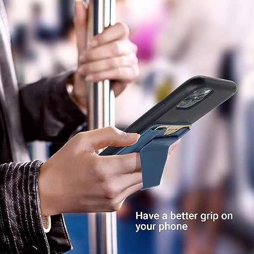 Image of ClickCase MagSafe Wallet for iPhone 14 /13 /12 Series, Adjustable Stand, Card Holder, Vegan Leather (Blue)