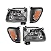 Replacement Headlight Assembly GTYTC01-A4 with Black Housing Amber Reflector Clear Lens & Black Trim Corner Light Combination Set for Toyota Tacoma Pickup Truch 2001-2004 OE # 81150-04110 81110-04110