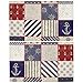 DOMIKING Nautical Style Anchor Kitchen Curtains and Valance Set Light Filtering Tier Curtains Short Valance for Bedroom Kids Child Baby Nursery Room, 57x36 Inch