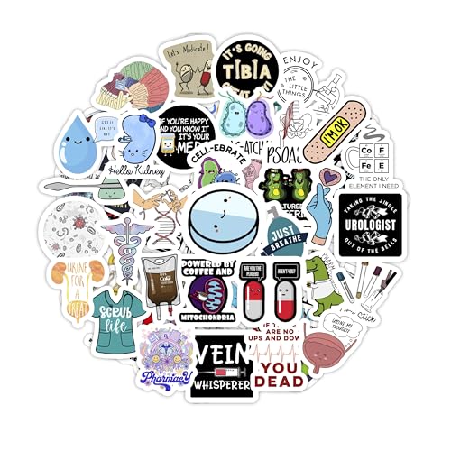 100Pcs Funny Healthcare Stickers for Water Bottle and Laptop - Healthcare Worker Accessories Party Supplies & Decorations Waterproof Vinyl Decals Medical Doctor Gifts for Women & Men